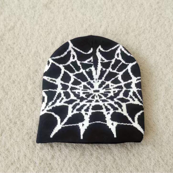 Cross-Border Spider Web Knit Beanie - Versatile, Cold-Proof, Warm, Individualistic Hip-Hop Brimless Hat