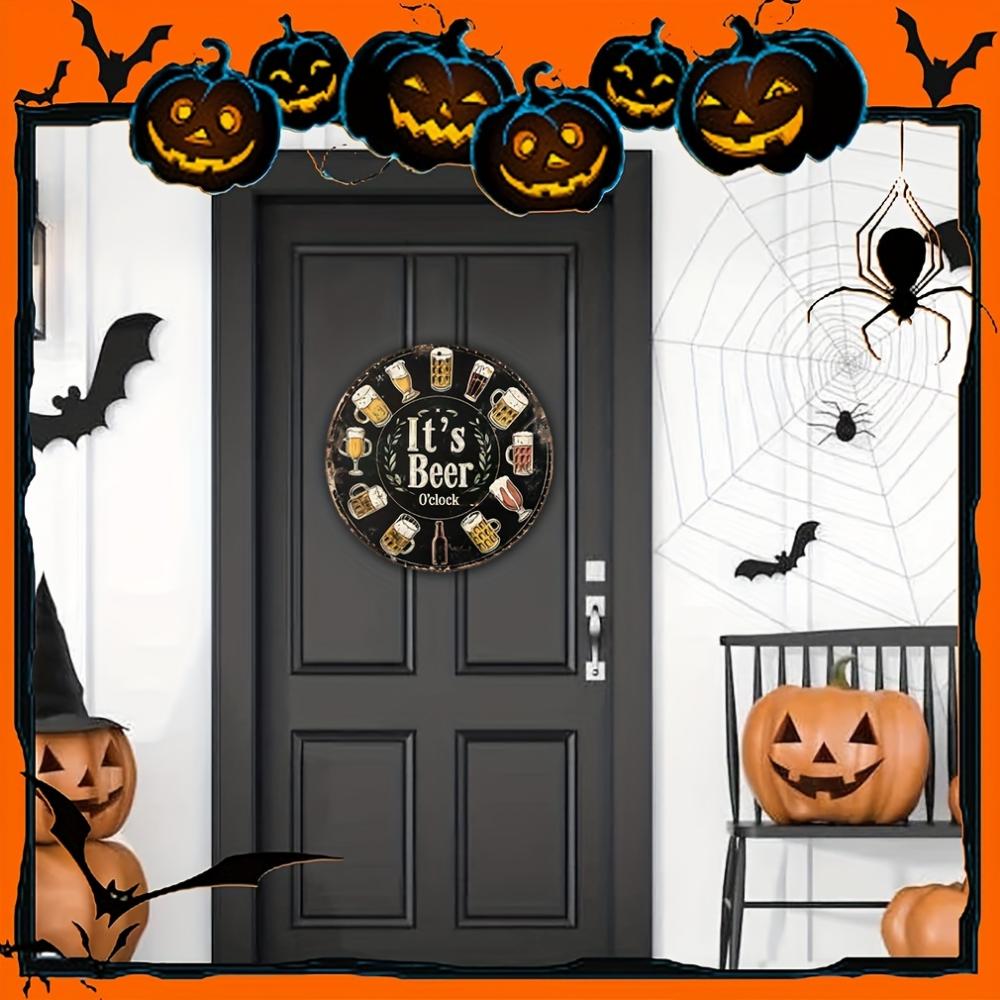 Festive 8" X 8" Round Aluminum Sign: "It's Beer Time" - Great for Home, Kitchen, Office or Garage Decoration - HD Printed