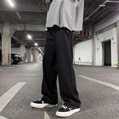 New Men's Loose and Retro Straight Leg Wide Leg Pants Color Casual Long Pants