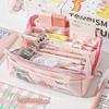 Multi-Layer Large Capacity Pencil Case Transparent Storage Zipper Pencil Bag Multifunctional School Supplies Pencil Case