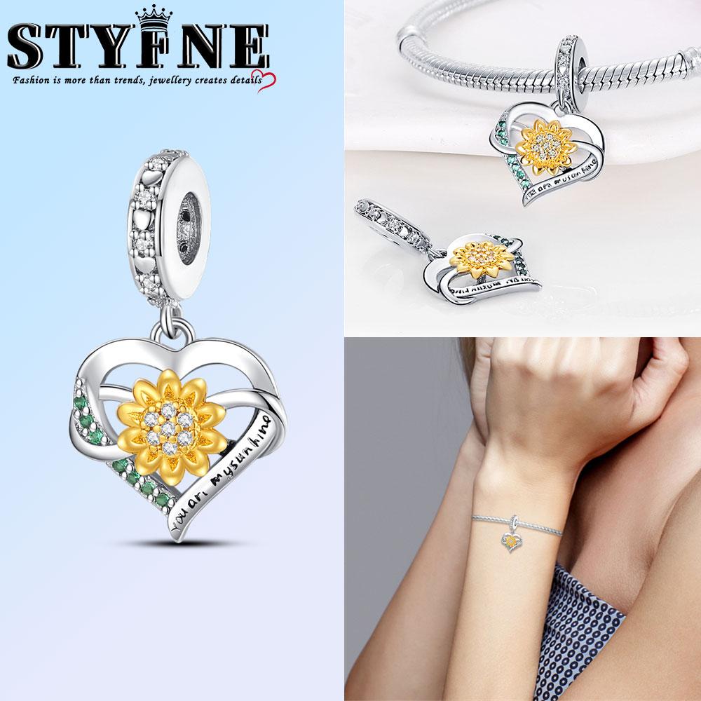Copper Bouquet Romantic Sunflowers Firefly Theme Charm Beads Suitable For Original Bracelet Diy Gifts Jewelry
