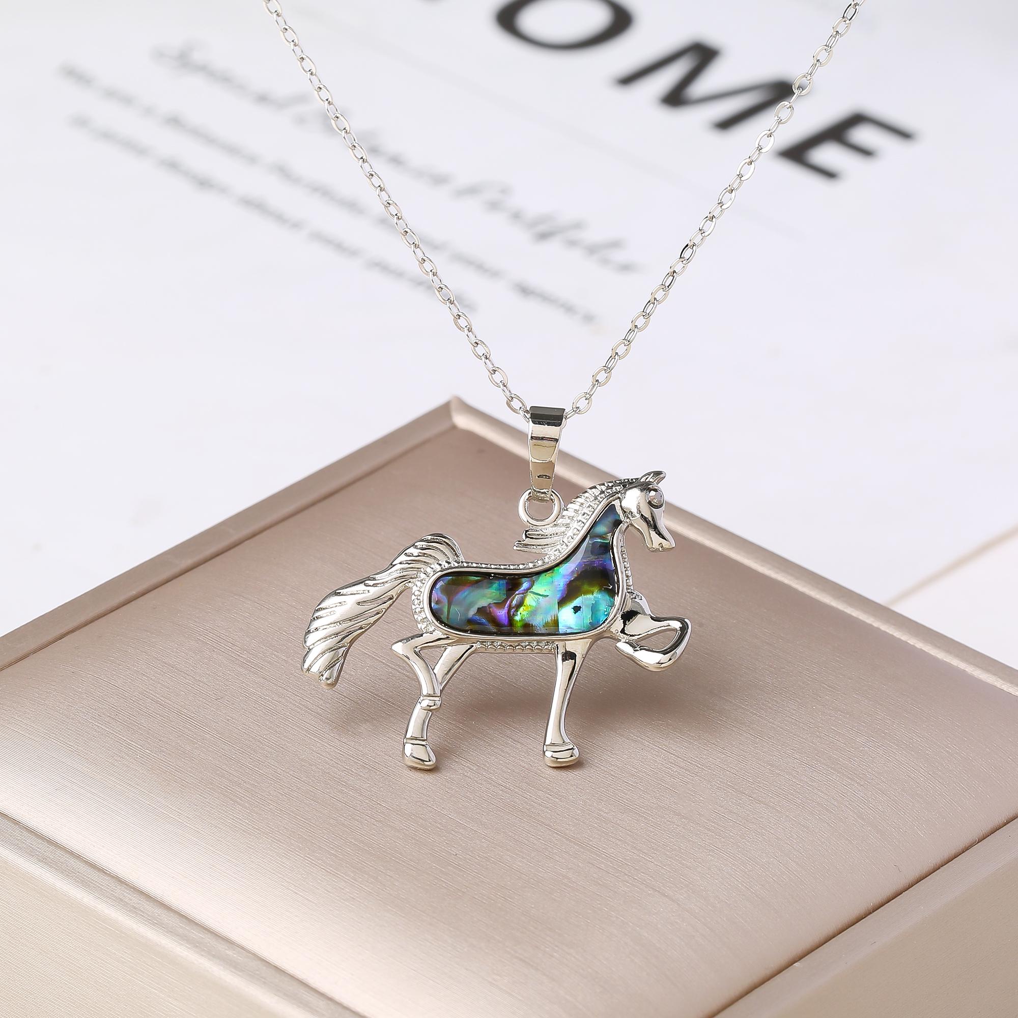 

Copper Color Abalone Shell Animal Pendant Necklace Seahorse Gecko Snake Horse Necklace Zircon for Women Men Party Birthday Gift