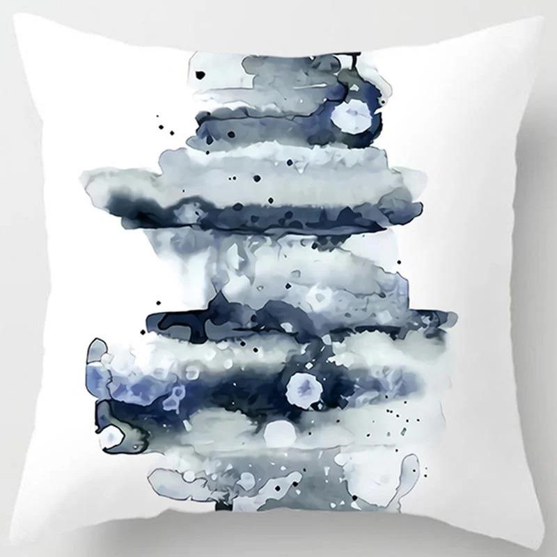 Blue Abstract Painting Pillowcase Office Living Room Home Pillowcase Car Ornaments