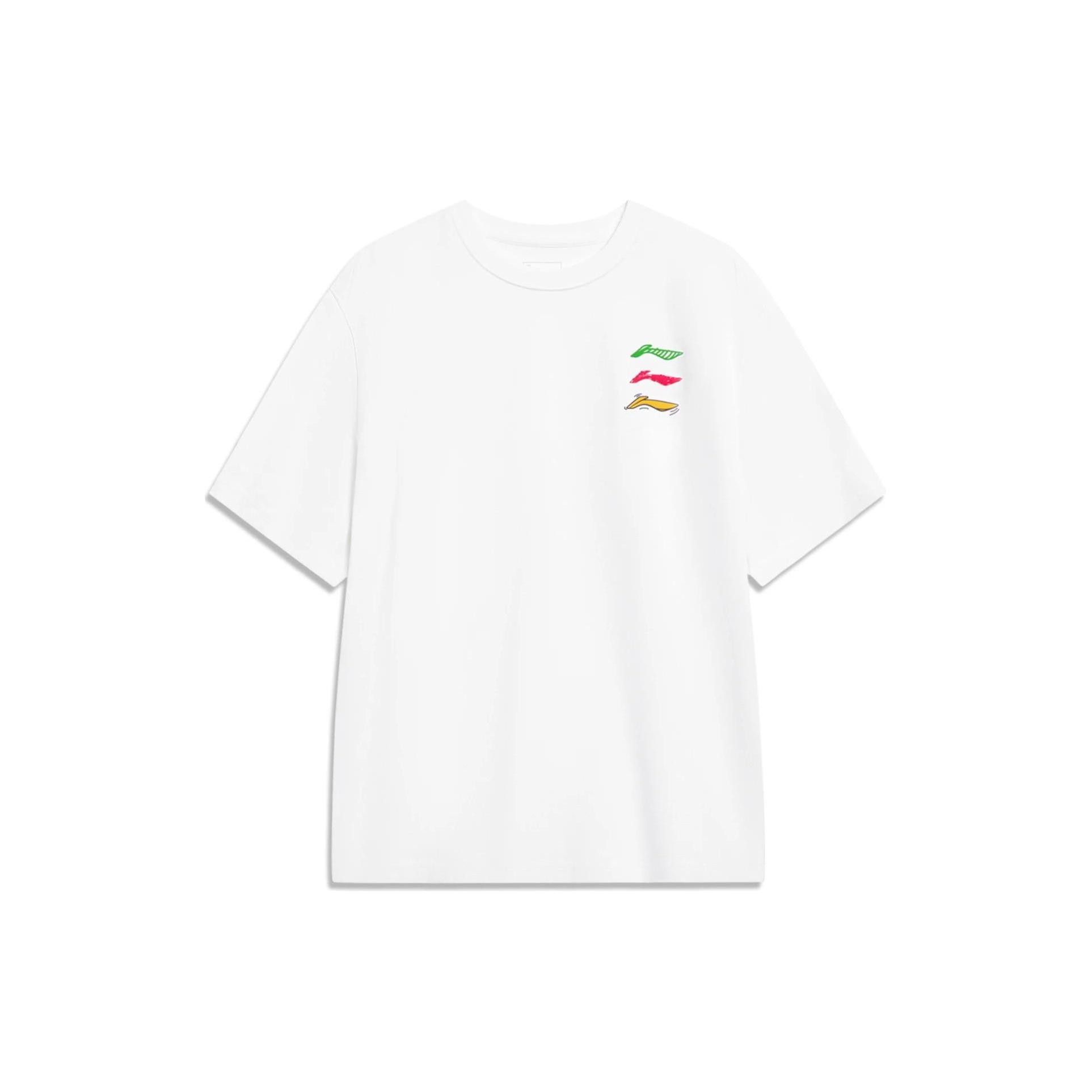 Li-Ning Triple Logo Loose Fit T-shirt White Men s AHST787-1 M