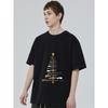 Black T Shirt Christmas Tree Rifle Pattern Casual Wear for Men and Women