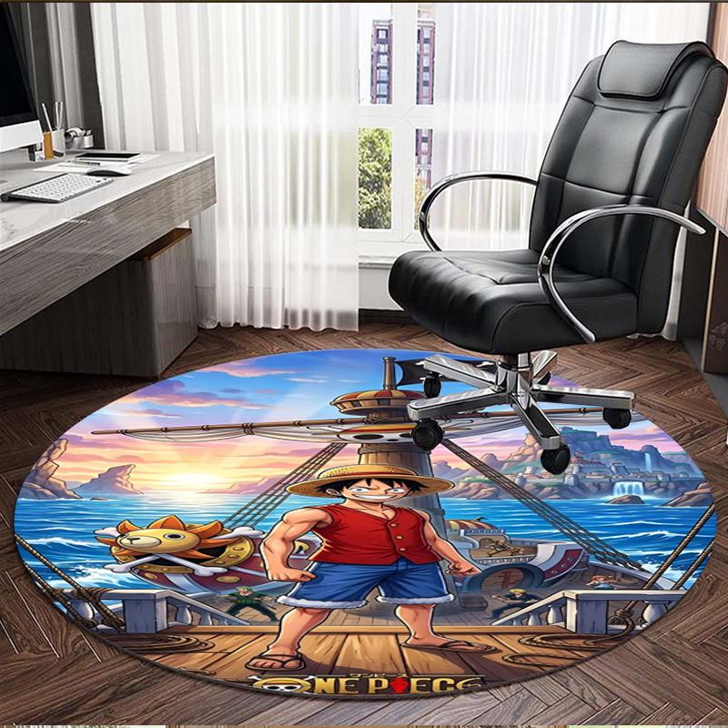 One Piece Print Round Rug, Washable Floor Carpet, For Entryway Dorm Laundry Room Office Study, Home Decor Birthday Christmas Gift