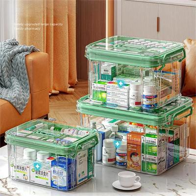 Multifunctional Family Medicine Box Transparent Double-layer Storage Box Container Family First Aid Box Medicine Box Storage Box