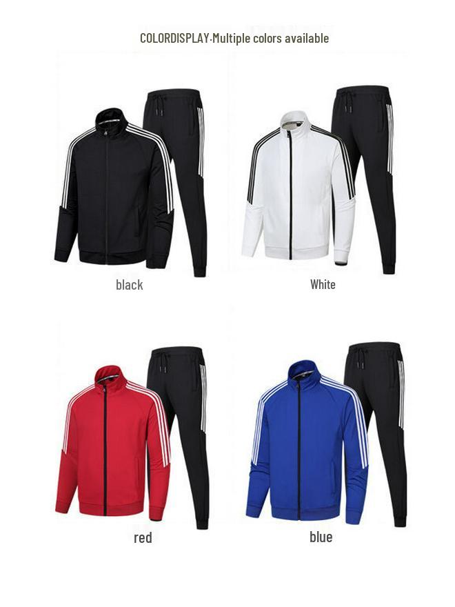 Spring & Autumn Three-Stripe Tracksuit: Two-Piece Casual Uniform for Couples and Activities, Custom Logo Available