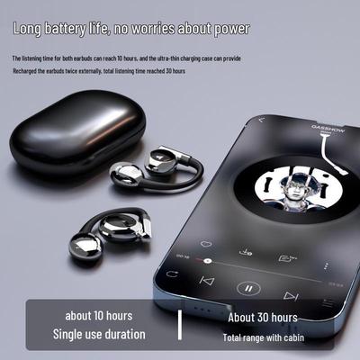 Wireless In-Ear Clip-on Sport Earbuds with Ultra-Long Battery Life, Compatible with Apple and Huawei