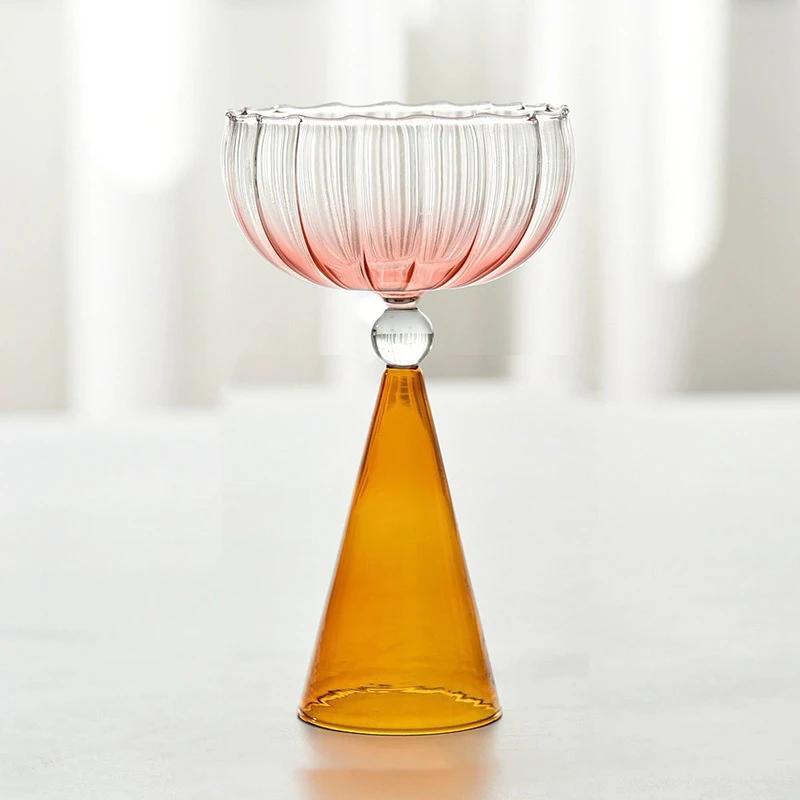 Ice Cream Glass Cup Colorful Cocktail Cup Mojito Champagne Yogurt Goblet Cup Dessert Cup Bar Party Home DrinkWare Goblet Bowl