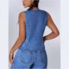 Women's Denim Vest Front Tie Crop Top Sleeveless V Neck Tank for Summer