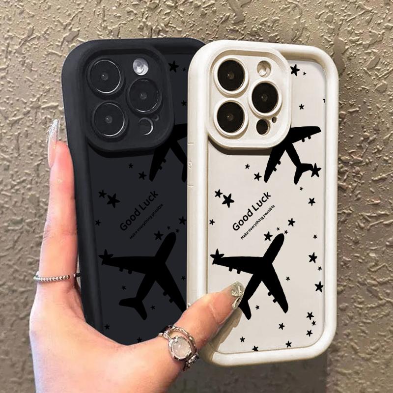 Husă de Silicon de Lux Antishock cu Model Avion Pentru iPhone 16 15 14 Pro Max 11 12 13 Pro 16E XR 15 16 Plus Husă Moale TPU pentru Telefon
