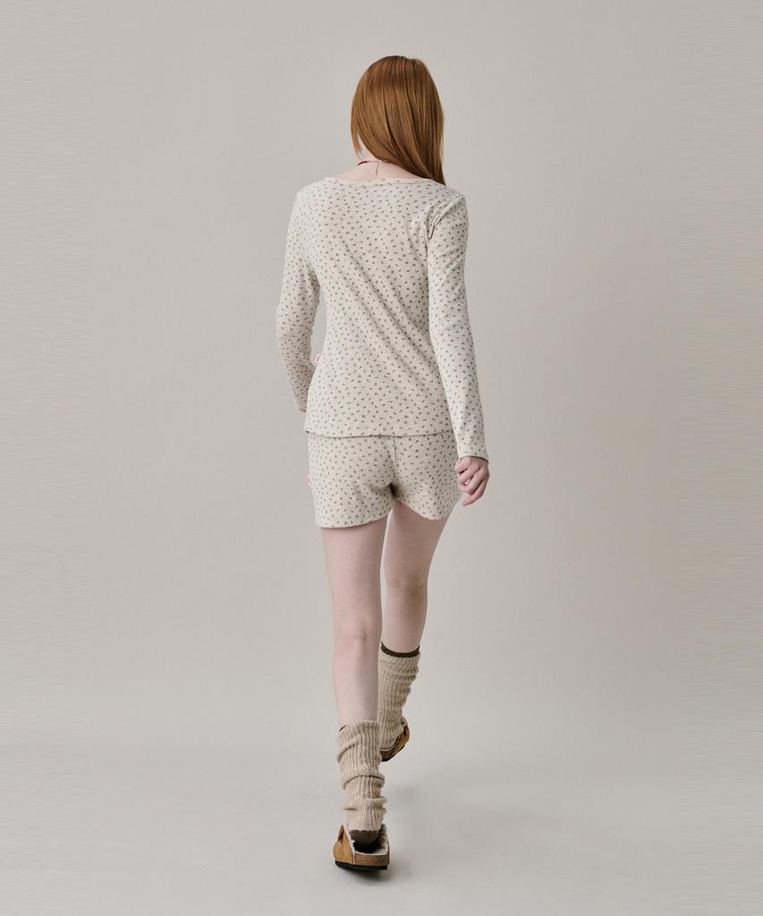 JUNEJUNE SPACE Patterned Henry Neck T-Shirt_Melange