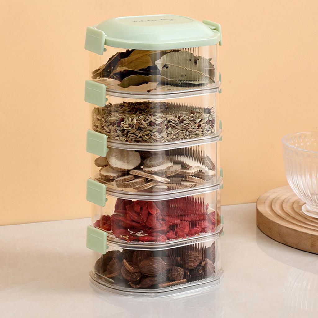 Multi-layer Plastic Spice Storage Boxes Dried Chili Pepper Spice Condiment Boxes Storage Boxes Household Sealed Jars for Kitchen