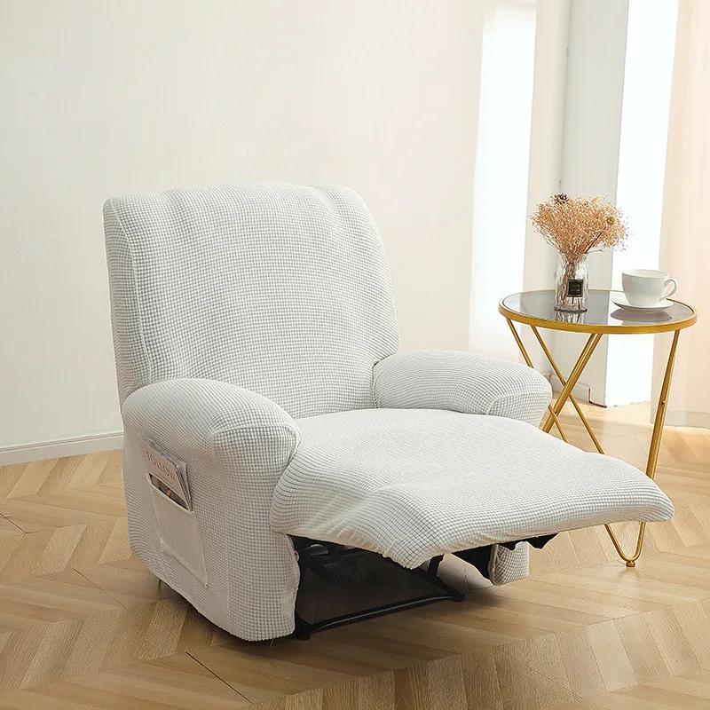 Elastic Armchair Cover 1 Seater Polar Fleece Recliner Sofa Cover Non-Slip Relax Accent Reclining Sofa Cover Living Room