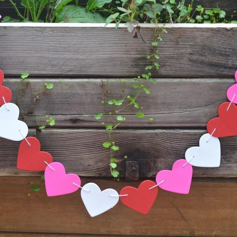1 Set Paperboard Heart-shaped Garland Bunting Banners & Flags Valentine's Day Party Wedding Room Hom