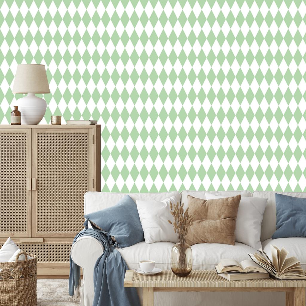 Harlequin Diamonds Wallpaper White, White Background for Living Room and Bedroom 50x1000