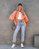 2025 Autumn Women's Long-Sleeve Washed Denim Jacket with Raw Edges