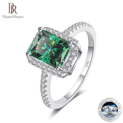 Zertifizierter Moissanit-Verlobungsring mit Radiantschliff, 1 oder 2 Karat Diamant, Antragsringe aus Sterlingsilber, Hochzeitsband, Geschenk
