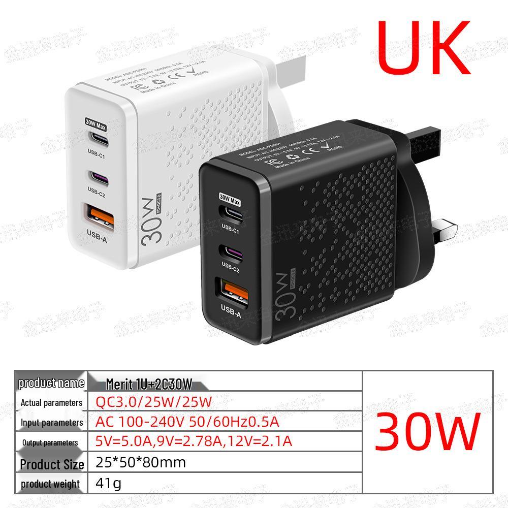 30W Dual-Port Fast Charger Type-C & USB (EU/US)
