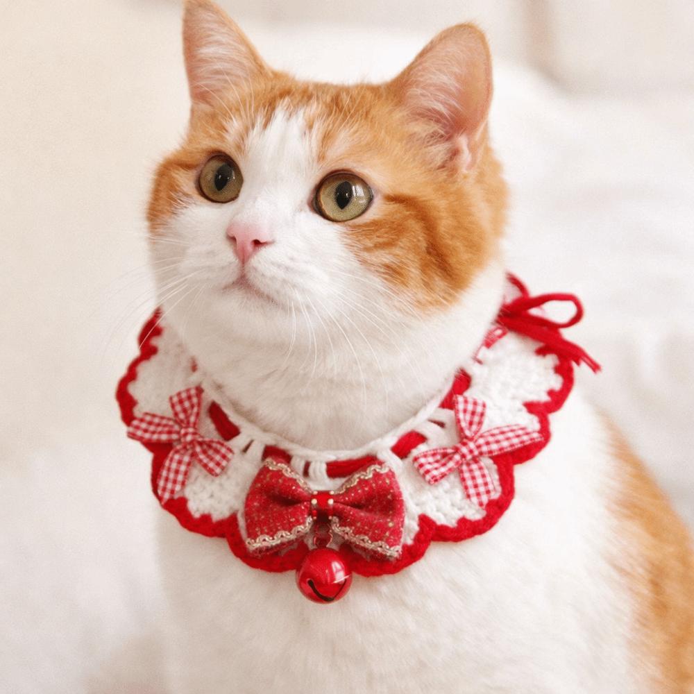 Chinese New Year Cartoon Chinese Style Pet Scarf Funny Handmade Puppy Collar Red Adjustable New Year Dog Costume Winter