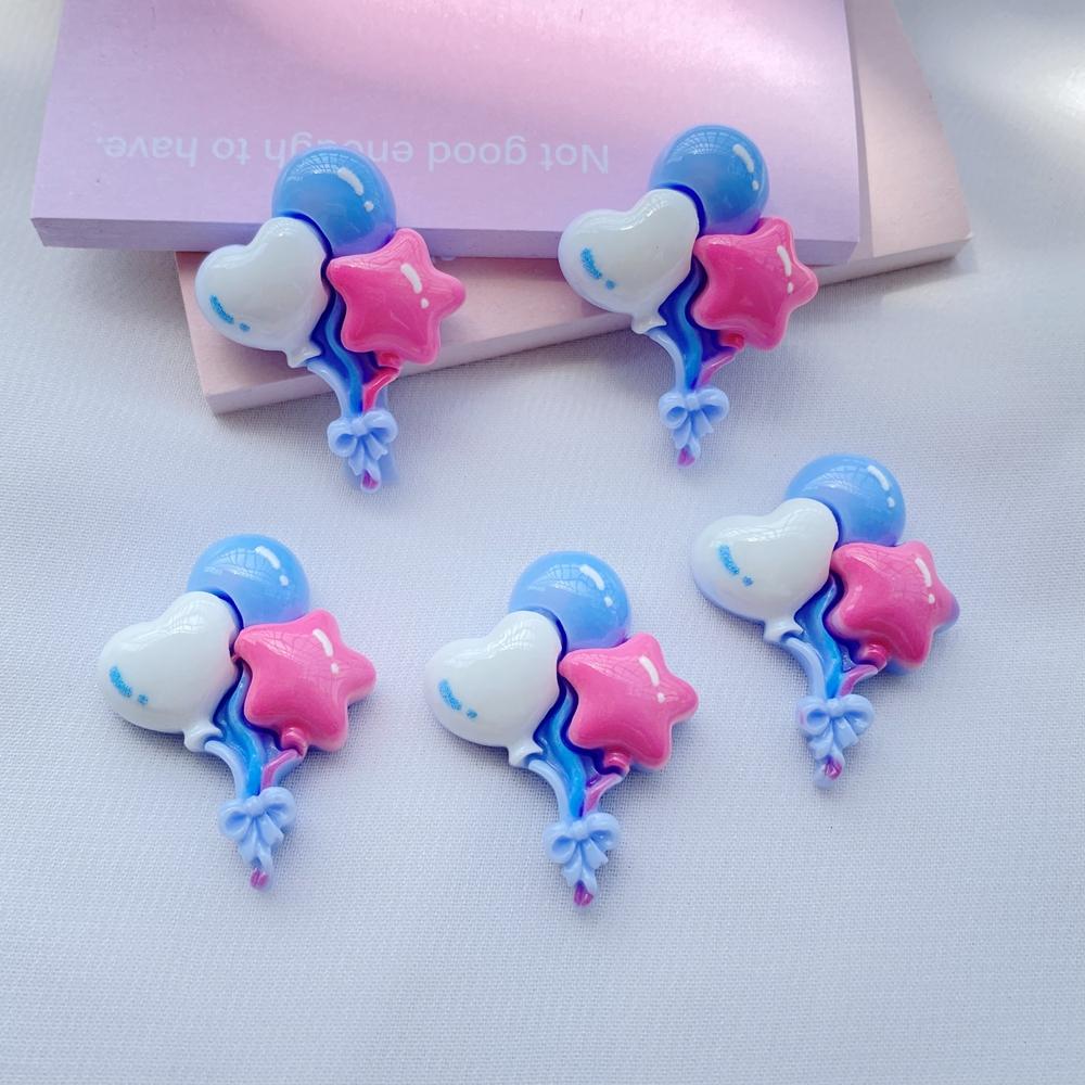 Nouveau Mignon Résine Dessin Animé Forme de Cœur, Série Ballons Forme Étoile Dos Plat Scrapbooking DIY Bijoux Artisanat Décoration