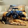 Blue Tractor in Wheat Field for all seasons blanket lunch break throw gift