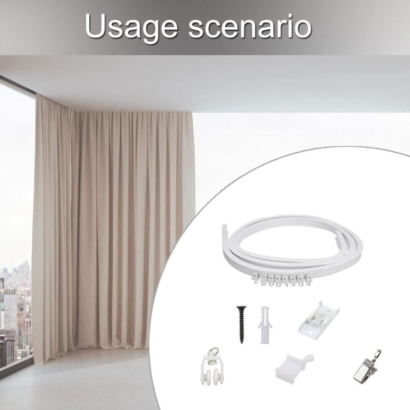 5 Meter Ceiling Curtain Rails Kits With Smooth Rollers and Metal Fixtures For Modern Window Dressings Curtain Track Set