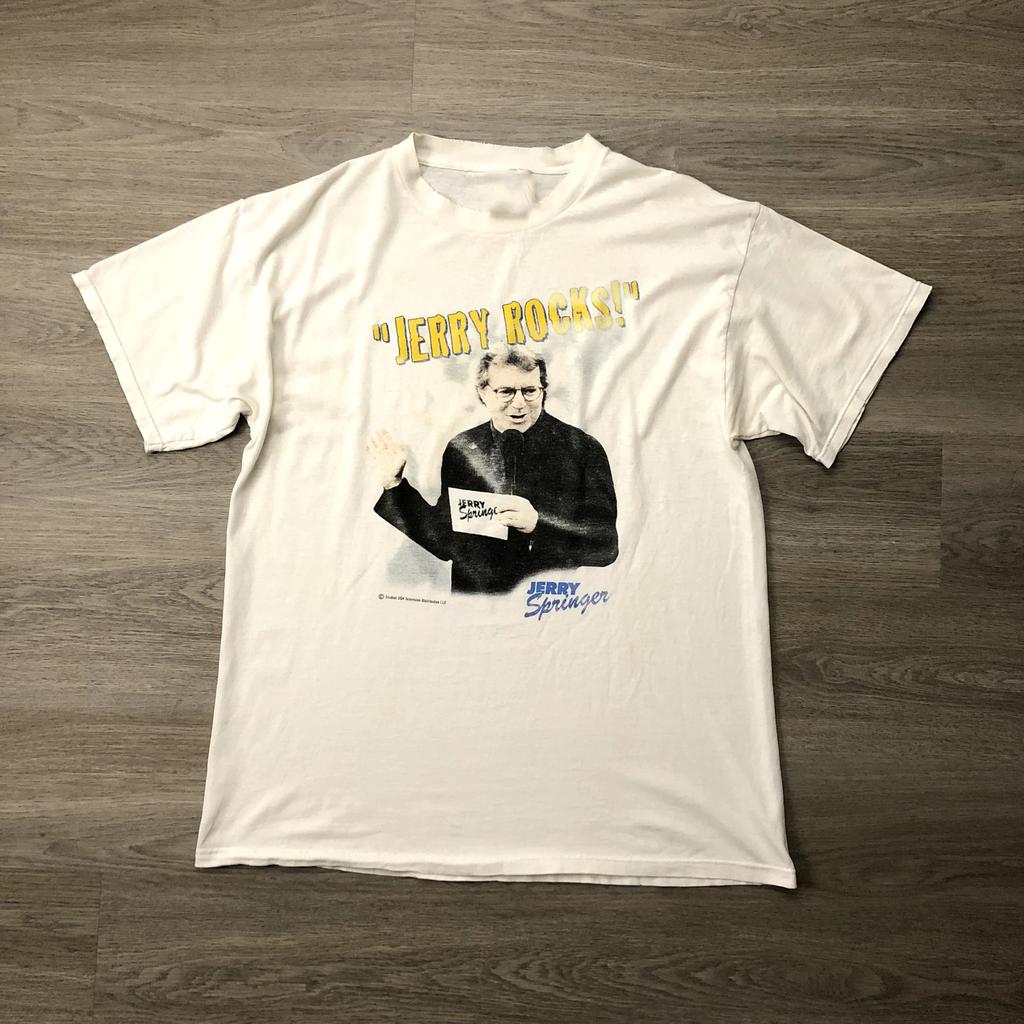 Vintage 90's Jerry Springer R ock Shirt Classic White Unisex S-5XL
