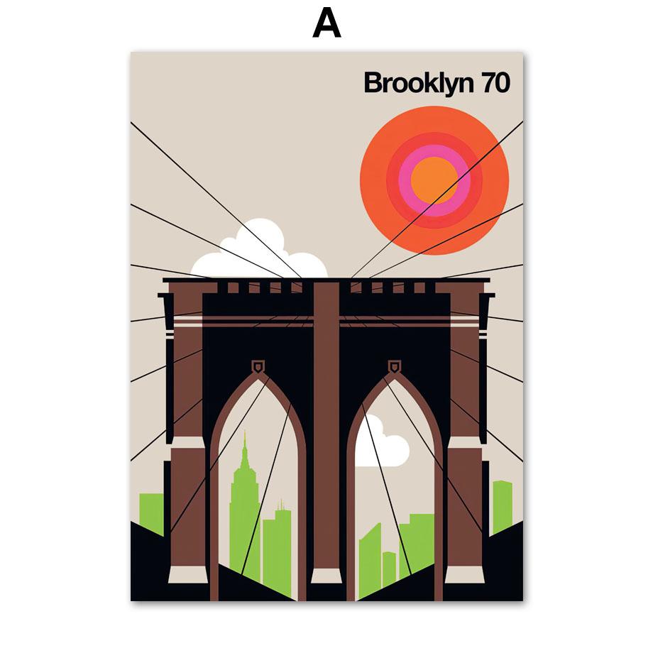 

Nordic Canvas Painting and Prints, Paris, Berlin, Brooklyn Baku, Rome Wall Art, Pictures for Living Room Decor 21X30cm No Frame