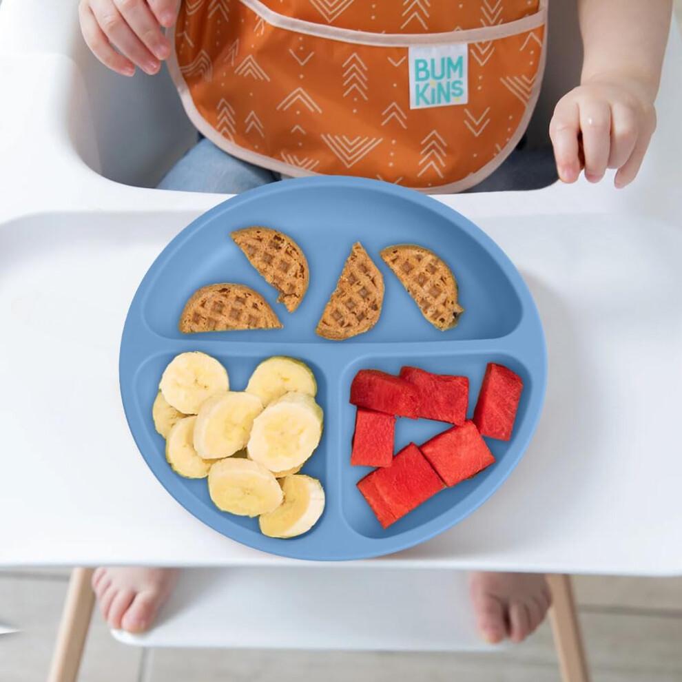 Vicloon Baby Suction Plate, 2Pcs Silicone Baby Suction Plates, Non Slip Silicone Toddler Weaning Plate, Divided Dishes for Toddler Kids Self Feeding,