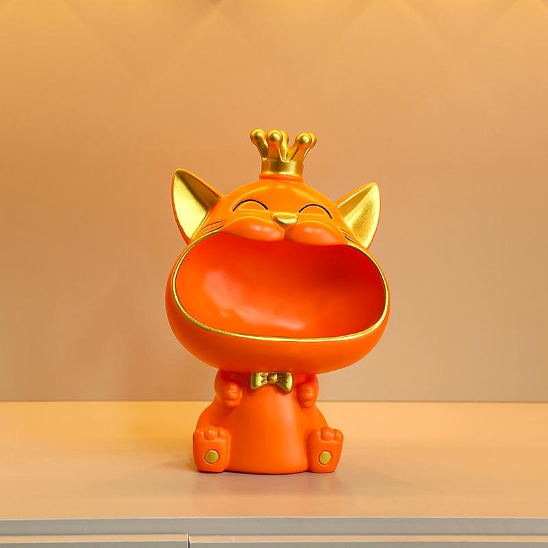 Krone Großer Mund Katze Ornament Freudvolle Reichtum Anziehung Katze Schlüsselaufbewahrung Ornament Haus Schreibtisch Dekoration Einweihungsgeschenk