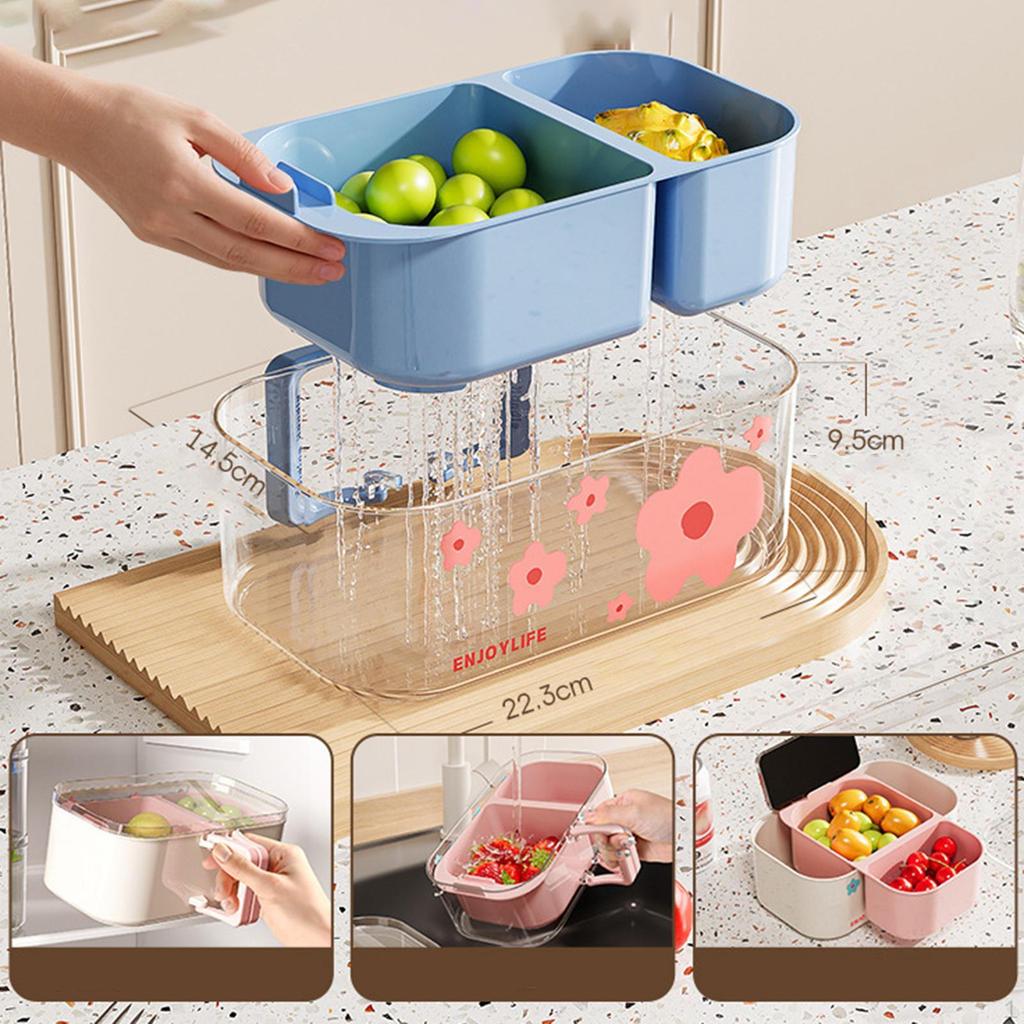 Drain Basket Fruit Strainer Colander Double Layer Container Food Storage Fruits Vegetable Washing