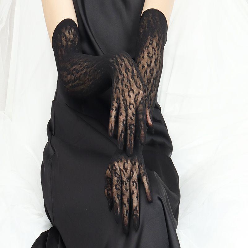 

Leopard Print Stockings Gloves Ultra-Thin Five-Finger Seamless Anti-Snagging Transparent Etiquette Sun Protection White Silk Thin Sexy Sexy Black Black All yards