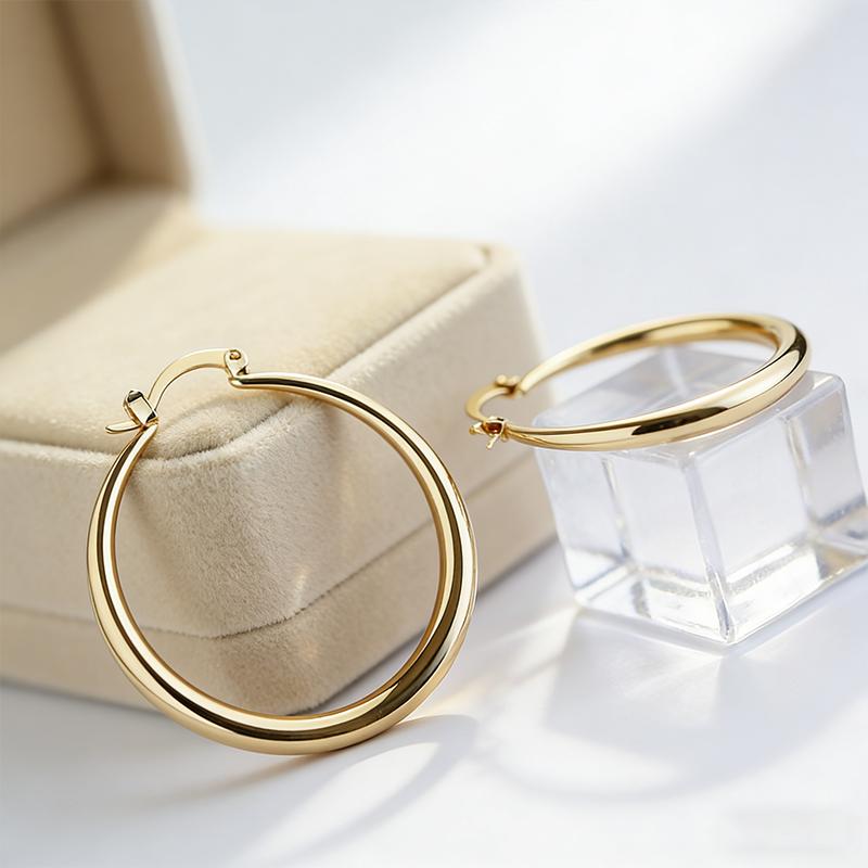Exaggerated fashion personality, simple glossy large circle earrings, punk style temperament, exquisite party banquet earrings