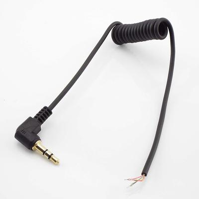 3.5mm Male 3 Pole Jack Audio Cable Right Angle DIY Headphone Spring Wire Line Strand Earphone Maintenance Repair