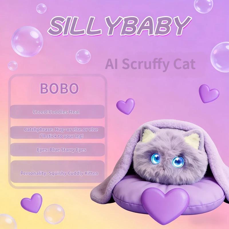 AI Scruffy Cat  Robot Plush Toy Voice Interactive Child Growth Learning Companion Soothing Large Model Pet Doll