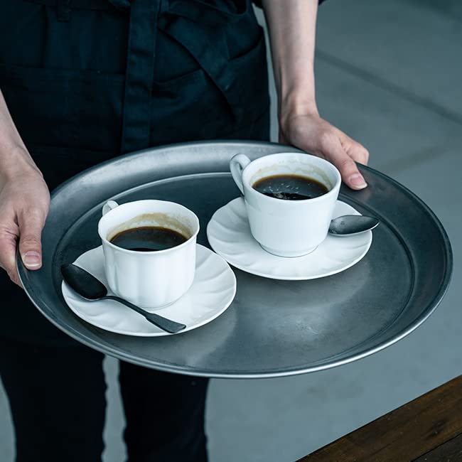 Vintage Inox Round Serving Tray, 31cm, Made in Japan, Authentic VINTAGEINOX. Ideal for cafes and restaurants. Stainless steel, aged finish,
