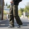 SWAMP AREA Men's Windproof Workwear Pants Spring Autumn American Street Style Draped Straight Loose Fit Trousers KS381 Military Green S