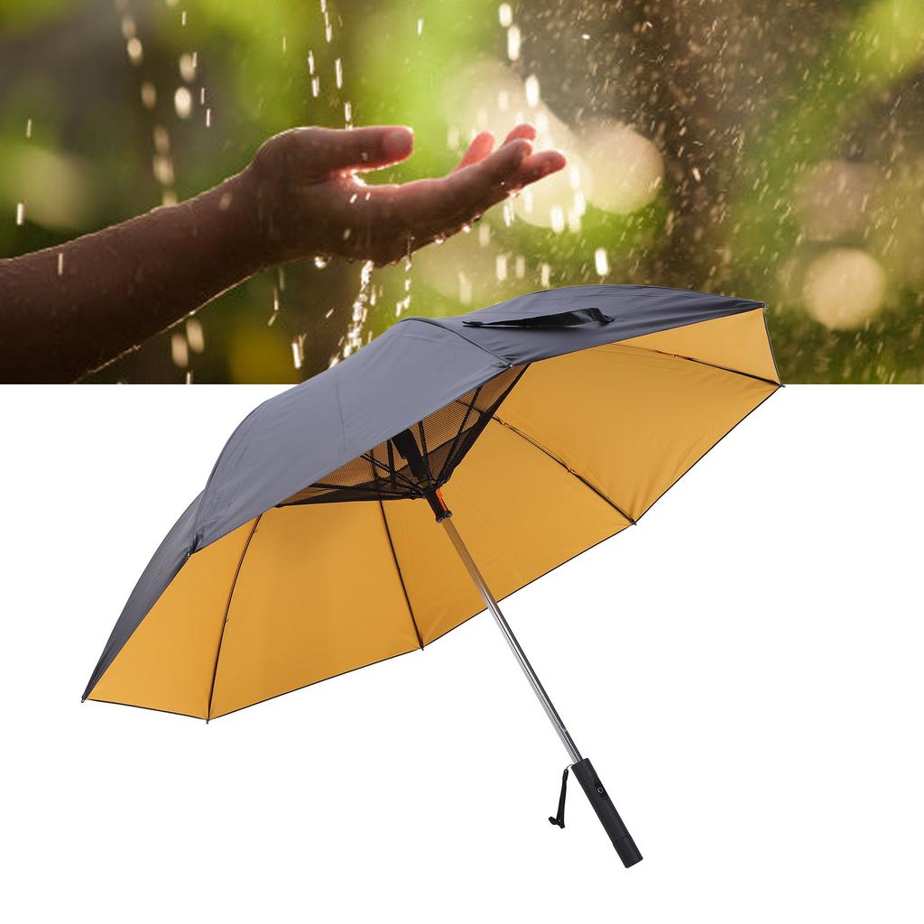 Sun and Rain Umbrella 90cm Length USB Interface Portable UV Sun Umbrella with 3000mah Cooling Fan