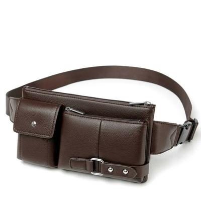 Multi Pocket Pack PU Leather Waist Bag Slim Shoulder Bag Purse Adjustable Belt Strap Casual Pouch Outdoor Bag