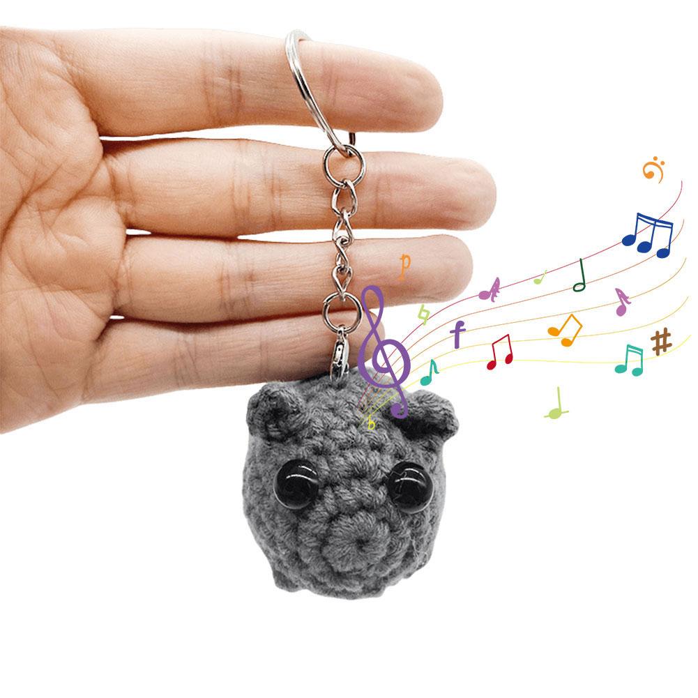 Cute Knitted Sad Hamster Doll Cartoon Knitting Pendant Crochet Sad Hamster Meme Kawaii Girl Hamster Handmade Doll for Kids Gift