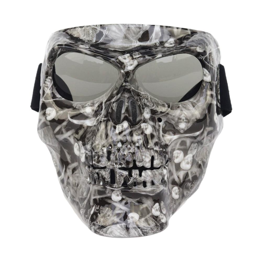 Motorcycle Goggles Face Shield Skull Mask with Goggles Full Face Tactical Mask for Motocross Helmet Moto Ghost Decor Accessories