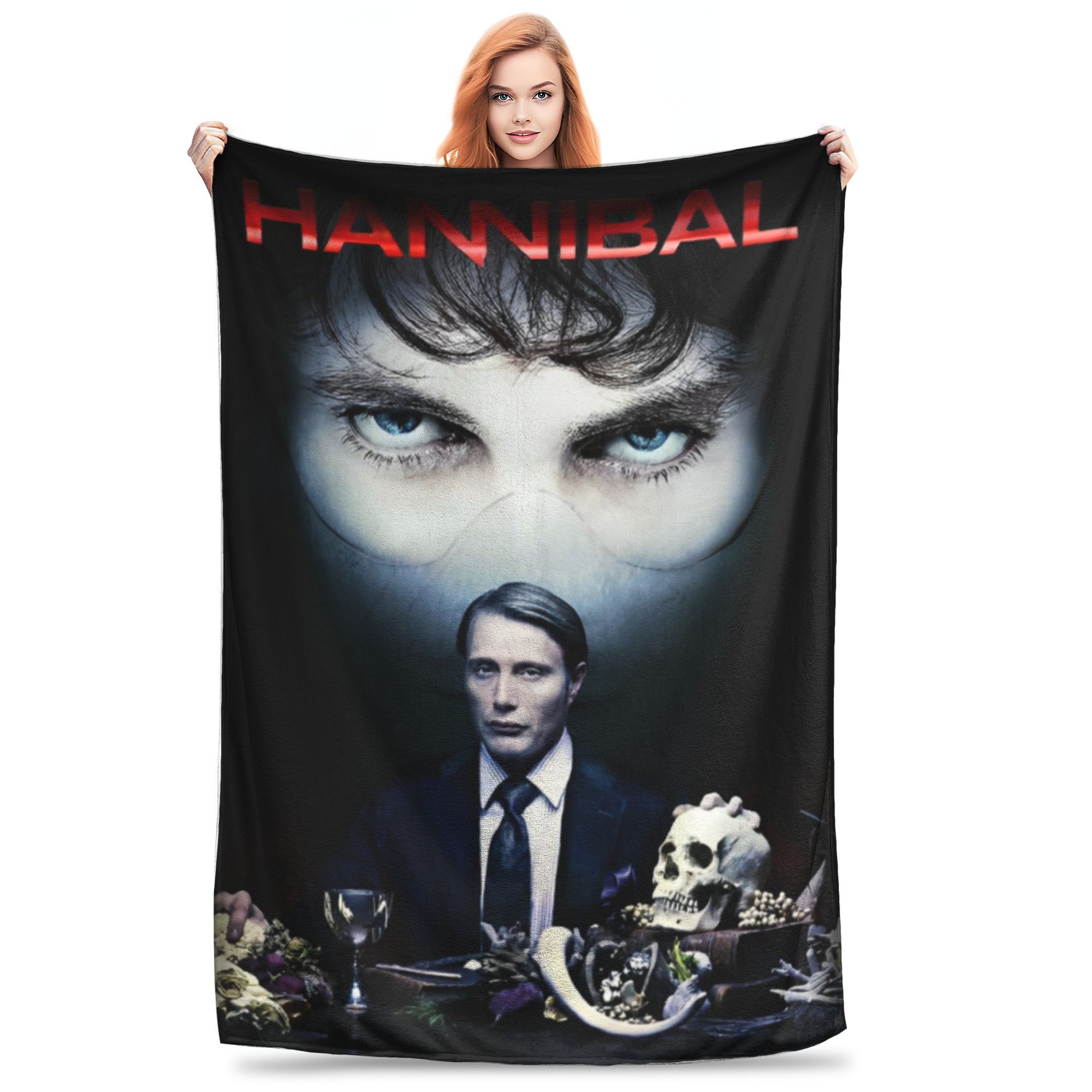 

hannibal Mads Mikkelsen horror movie Merch Blankets Ultra-Soft Flannel Throw Blanket Cozy Plush Thin Quilt 200x150cm 80x60in
