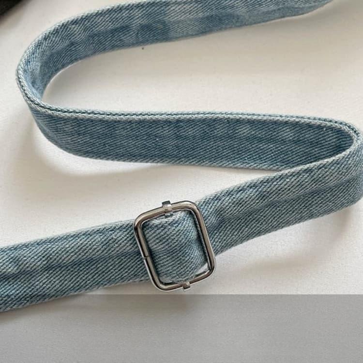 Borsa a tracolla da donna in denim con ricamo floreale