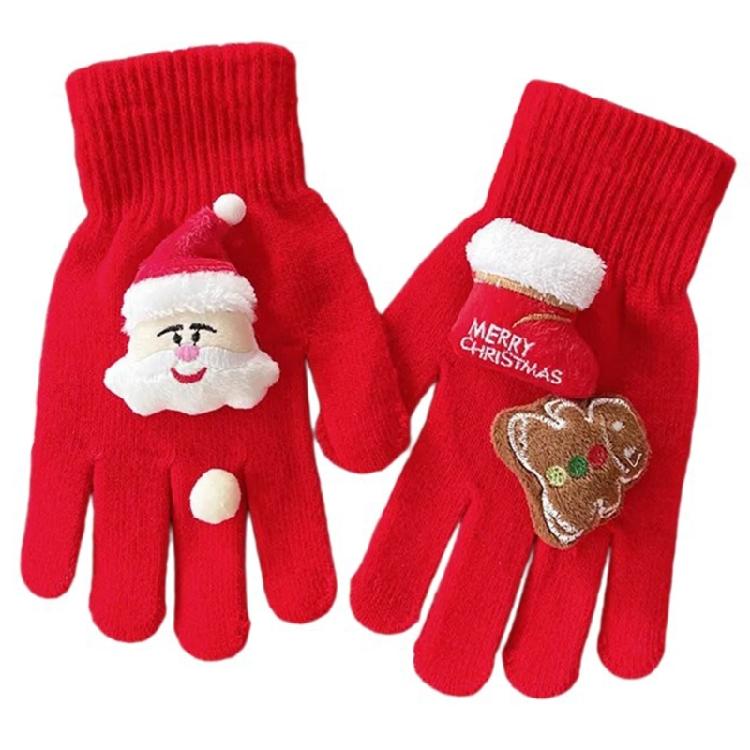 Holiday Theme Gingerbreadman Gloves Knitted Gloves Festival Handwear Lovely Snowman Knitwear Gloves for Daily Use