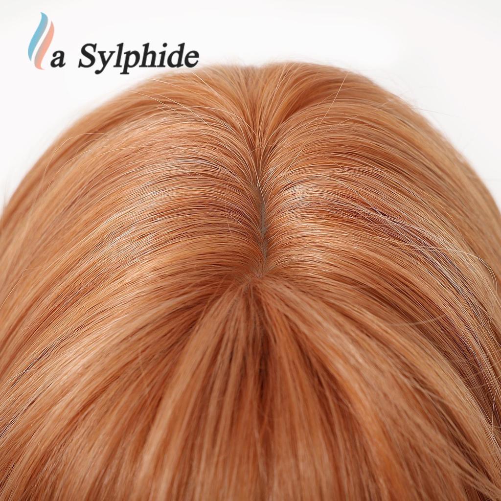Women's Long Layered Curly Wig with Straight Bangs, Brown Highlights, Full Head Cover, Machine-Made with Chemical Fiber Rose Net, 2026 Hot Style.