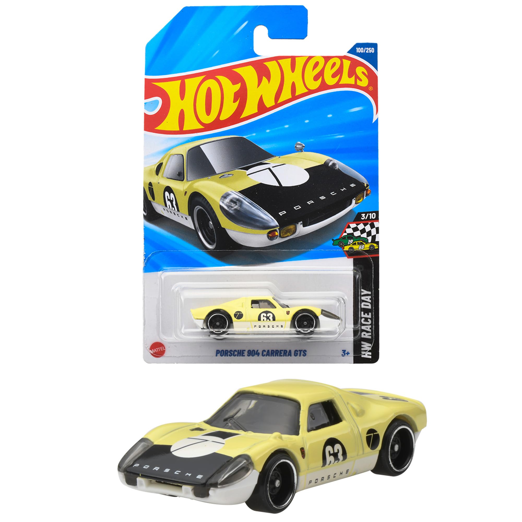 Hot Wheels Porsche 904 Carrera GTS Basic Car Toy Mini Vehicle Yellow JFN74 for Ages 3 and Up