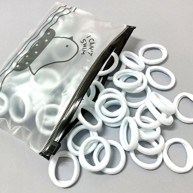 

50 шт./набор Девочки 3 см Разноцветные резинки для волос Детский набор скранчи Эластичные резинки для волос для детей Белые кольца для волос Резинка для волос