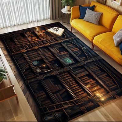 Bookshelf Library Crystal Velvet Chair Mat Area Rug - Non-Slip, Floor Mat, Office Desk Chair Rugs, Bedroom Decor.Christmas Gift-1106134